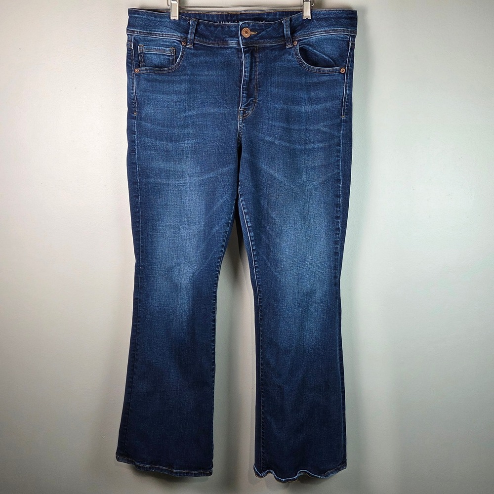 American Eagle Kick Boot Jeans Womens 18 Dark Wash Excellent Super Stretch Denim